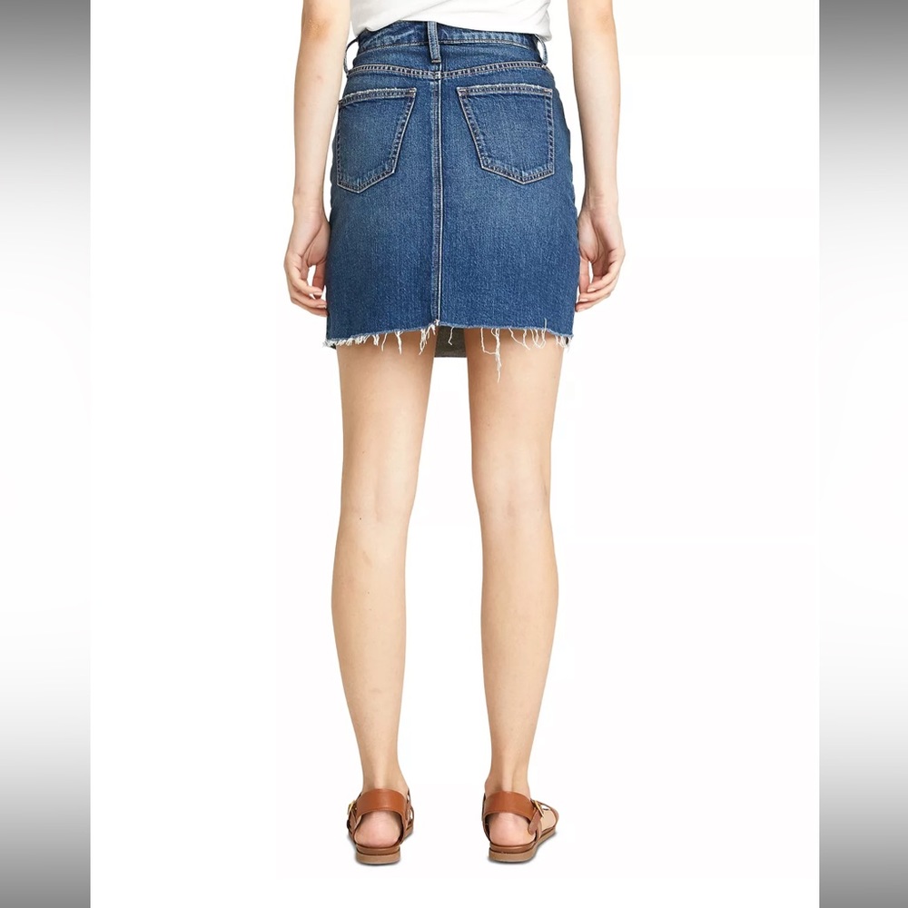 SILVER JEANS CO. Indigo Blue High Rise Raw Hem Frisco Mini Skirt - Picture 2 of 10